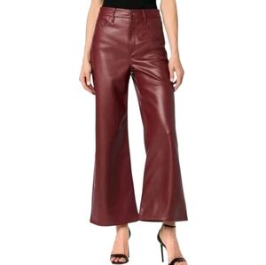 Joe's Jeans Womens Pants Size 32 Burgundy Vegan Leather Wide Leg Ankle New